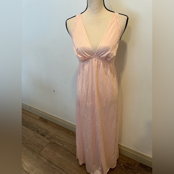 French Maid Other - French Maid Vintage Nightgown Lingerie Dress Slip Pink Lace Maxi Length SZ M